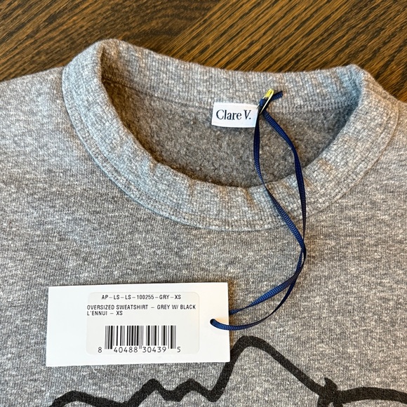 CLARE V. L'ENNUI OVERSIZED SWEATSHIRT RARE NWT size XS - Picture 7 of 12